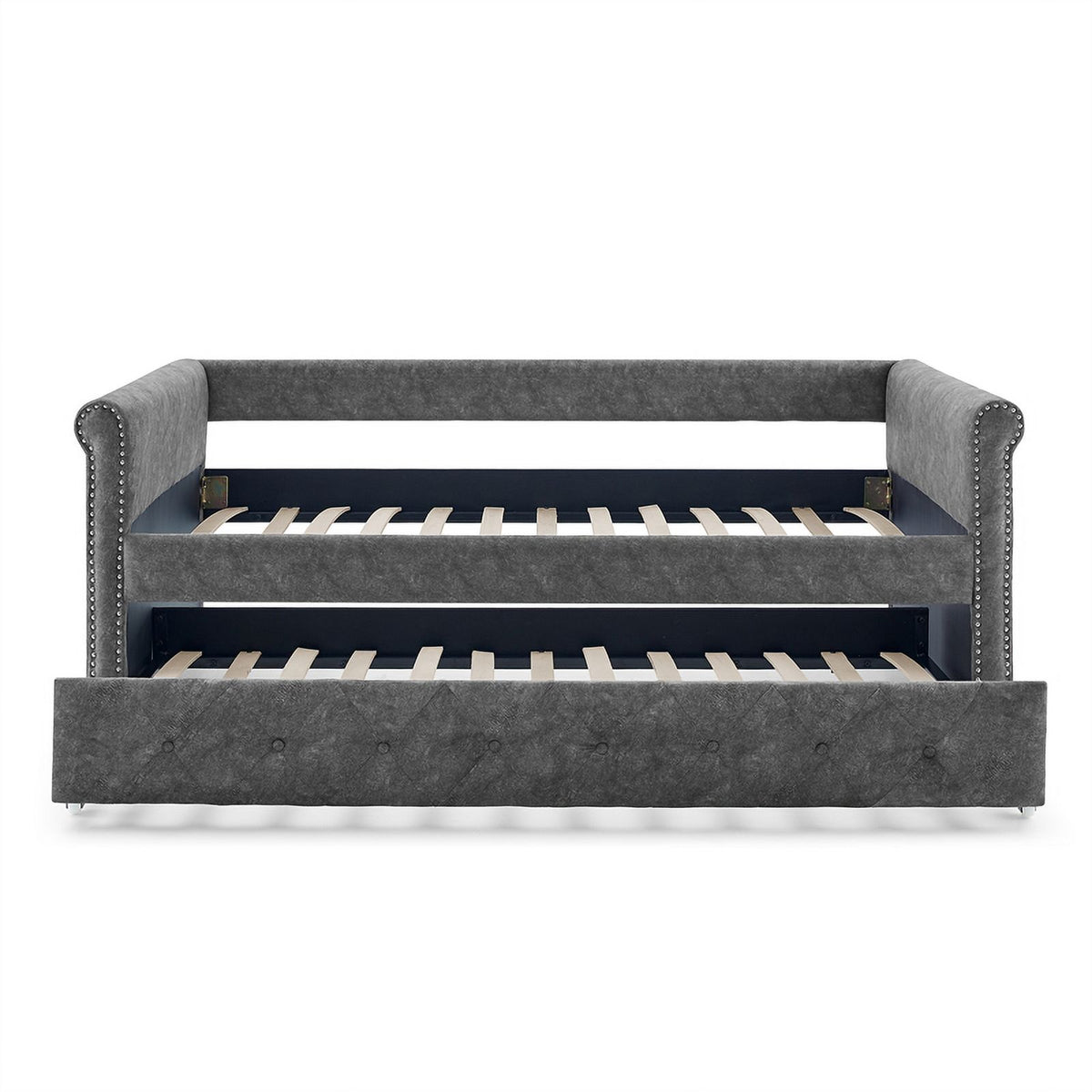 Gray Upholstered Tufted Sofa Bed With Rollers C521