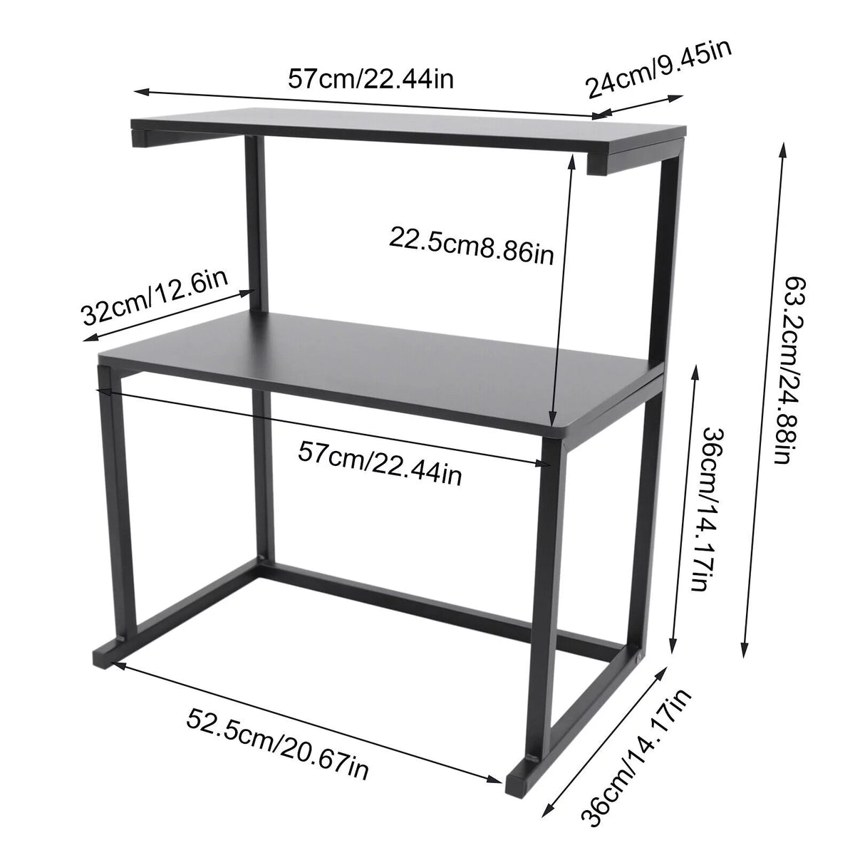 Black 3-Tier Printer Stand Storage Shelves J572