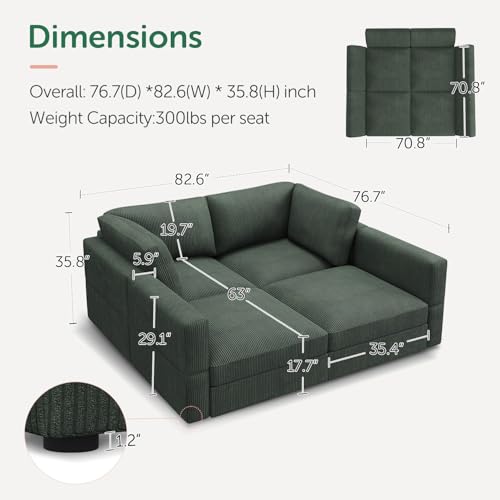 Beige Corduroy Modular Sectional Sofa with Storage K425