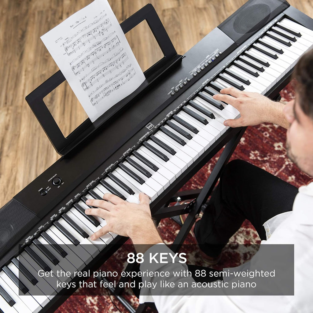 88-Key Full Size Digital Piano Keyboard Set with Semi-Weighted Keys, Stand, Sustain Pedal, Built-In Speakers, Power Supply D52517