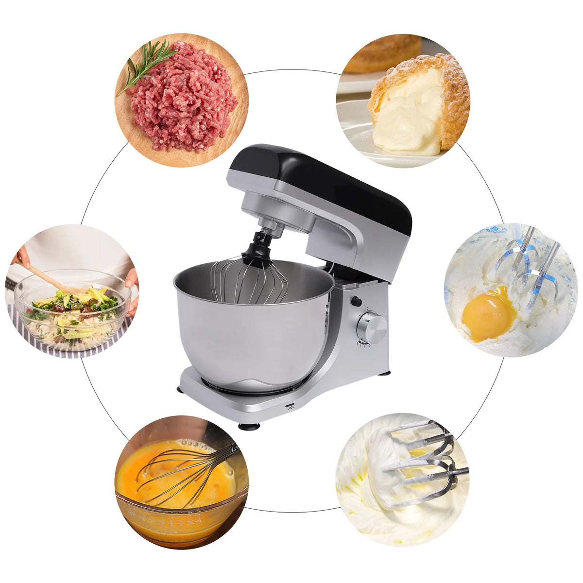 4.5L 1000W Electric Stand Mixer with Hook Attachments Y679