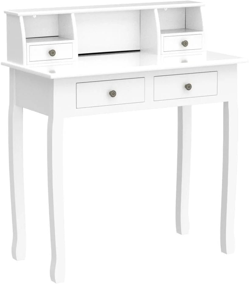 White 32 Inch Writing Desk with Storage Drawers C9454