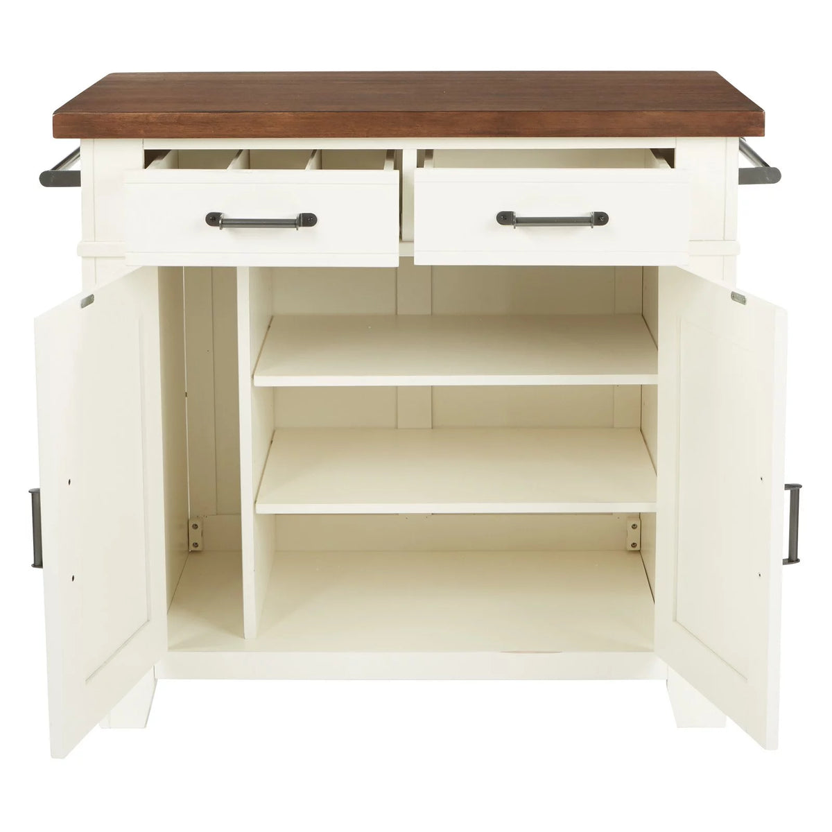 Black Kitchen Island with Vintage Oak Top E70097