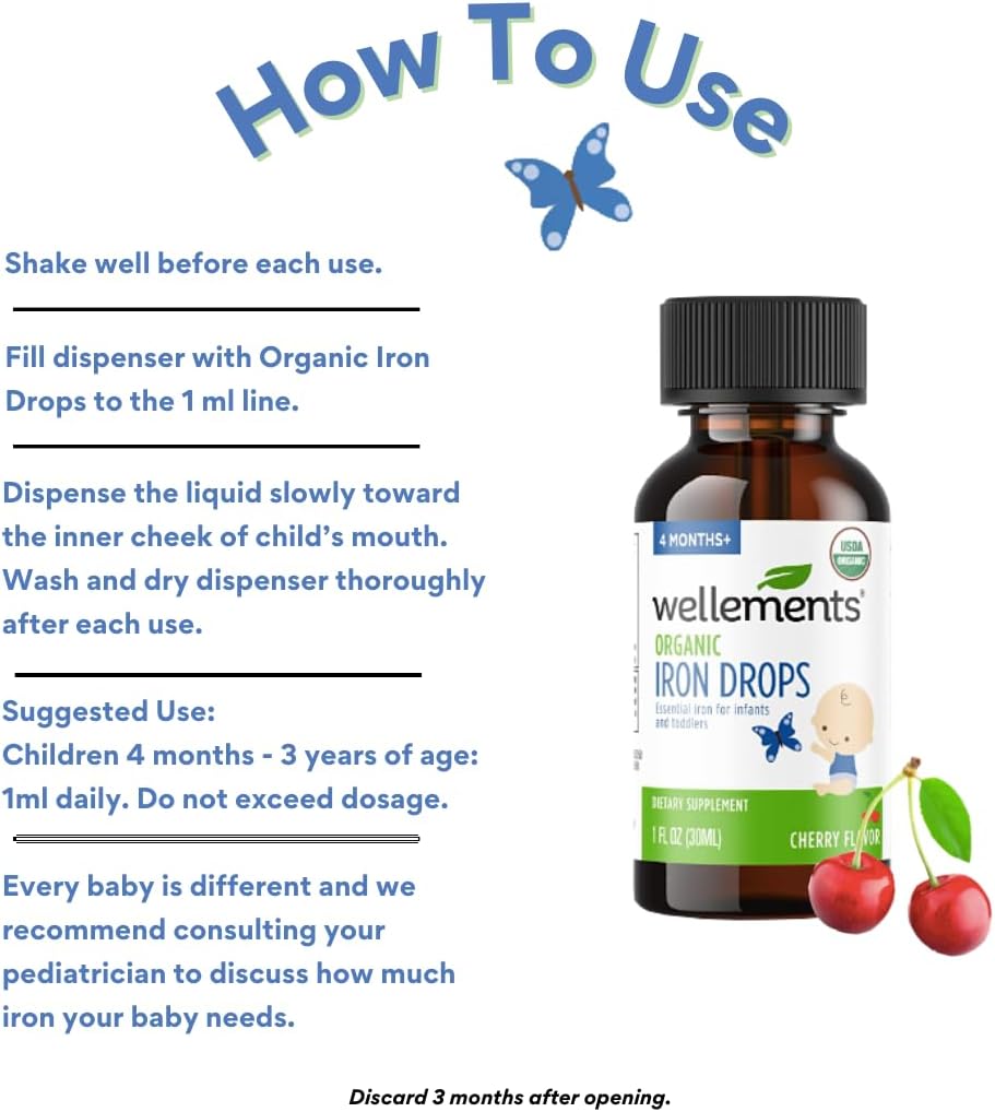 Organic Iron Drops for Babies, Cherry Flavor, 1 Fl Oz P463736