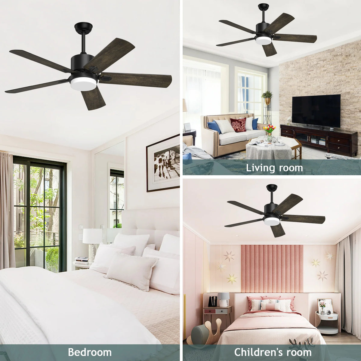 Ceiling Fan with Light and Remote Control, 52 '' 6-Speed Reversible 5 Wood Blades N97152
