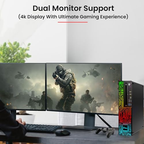 RGB Gaming Desktop PC Intel i5 8th Gen 16GB Ram 512GB SSD NVIDIA GeForce GT 1030 DDR5 24 inch Monitor WiFi Windows 11 Pro Renewed E274135