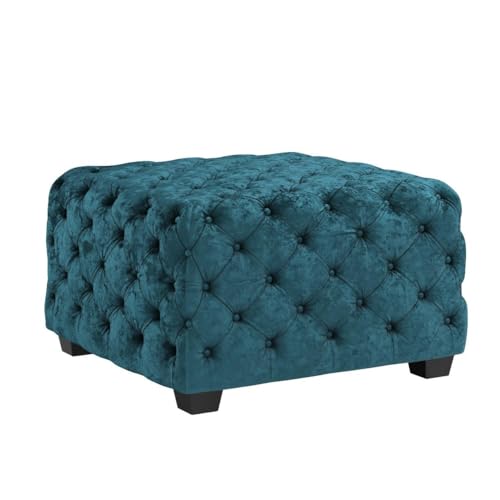 Dark Teal Velvet Ottoman Y968934
