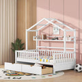 White Twin Size Wooden House Bed with 2 Drawers N15513