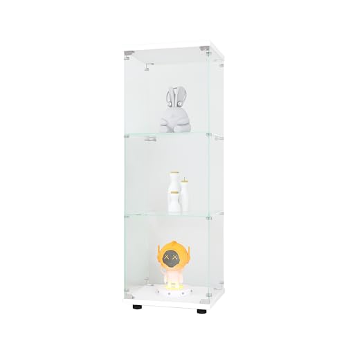 White 3 Shelves Glass Display Cabinet U15844