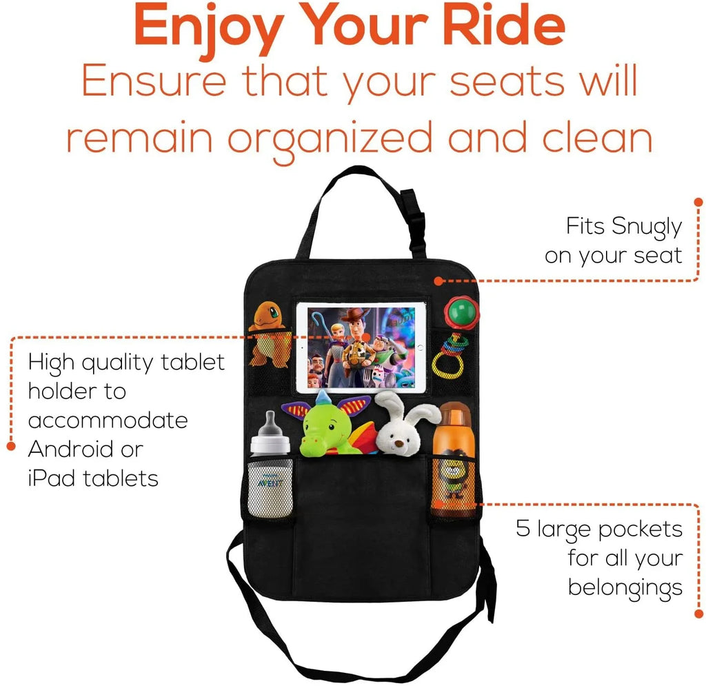 Black 2 Pack X-Large Backseat Car Organizer with 5 Pockets E63887