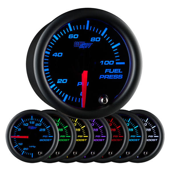 Black 7 Color 100 PSI Fuel Pressure Gauge Kit Q19993