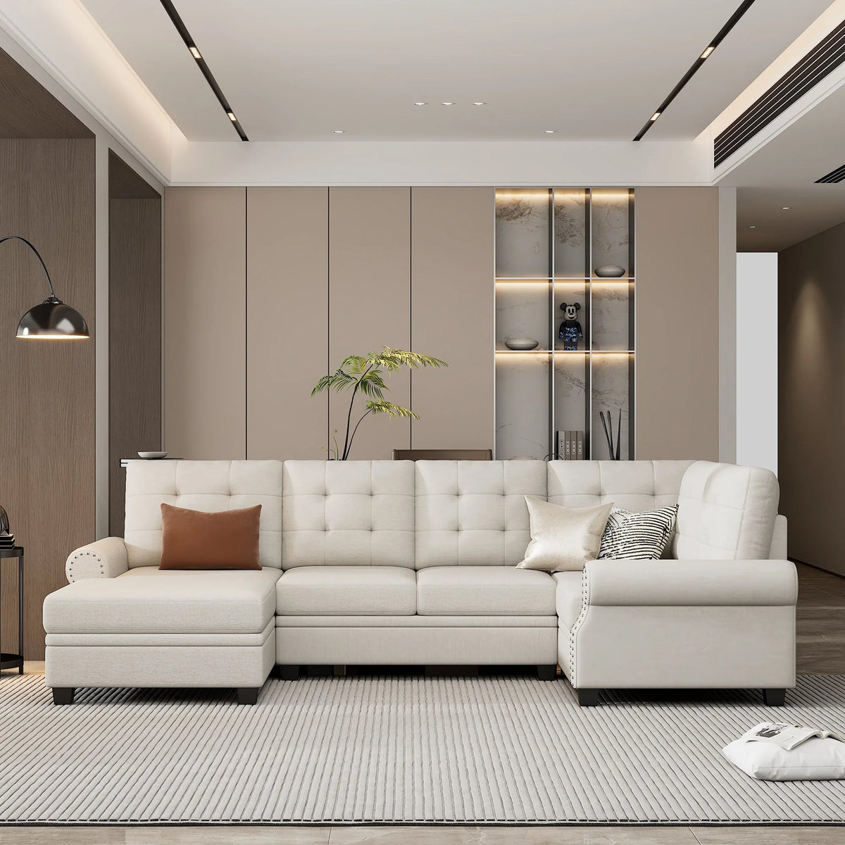 Beige U-Shaped Sectional Sofa H768068