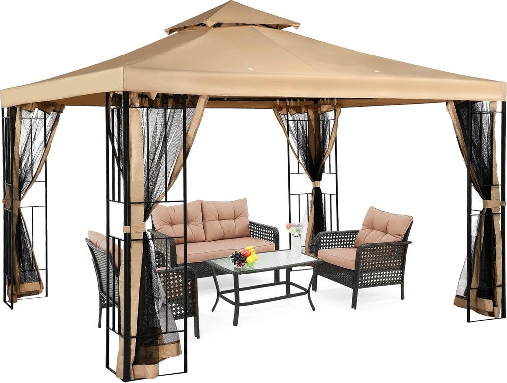 10x10 Steel Canopy with Mosquito Netting Q646
