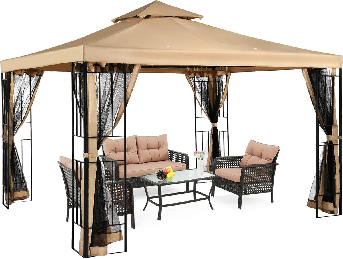 10x10 Steel Canopy with Mosquito Netting Q646