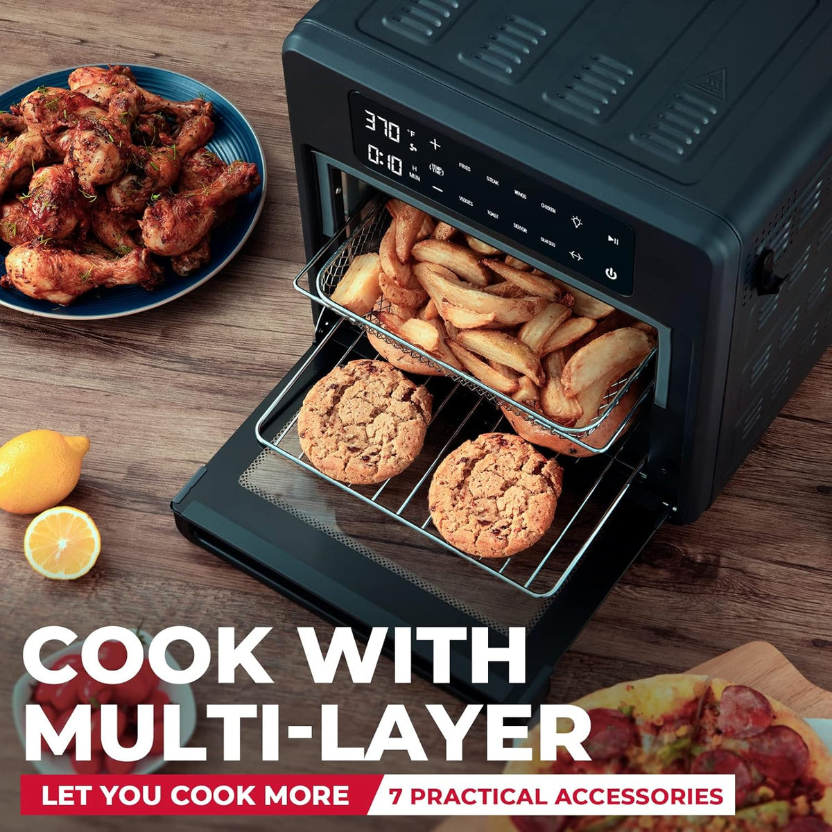 16QT Air Fryer Oven Combo with Rotisserie and Dehydrator B59386