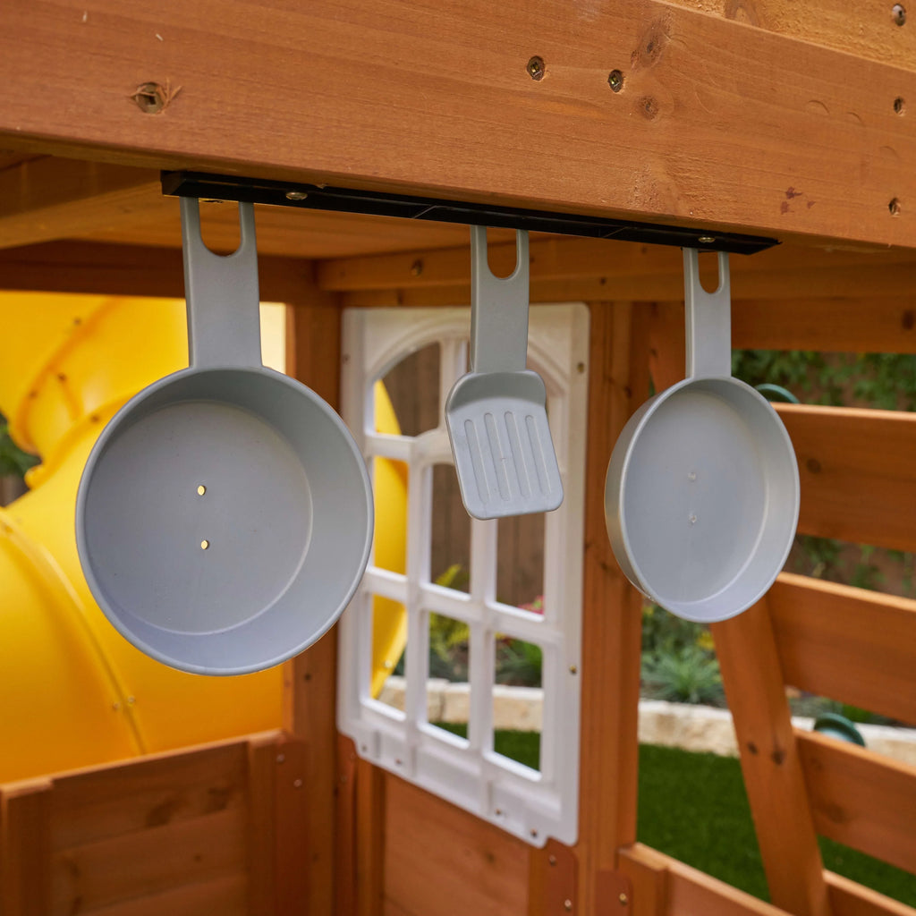 Wooden Swing Set with Slide and Play Kitchen S81621