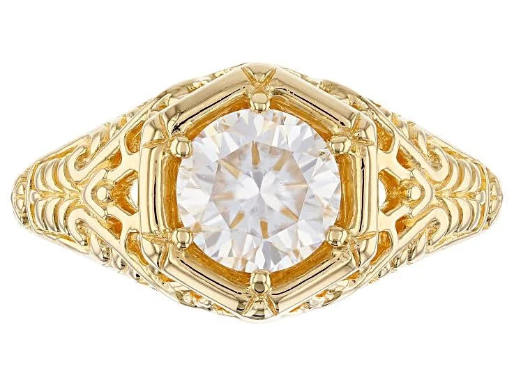 14K Yellow Gold Over Silver Moissanite Ring K997