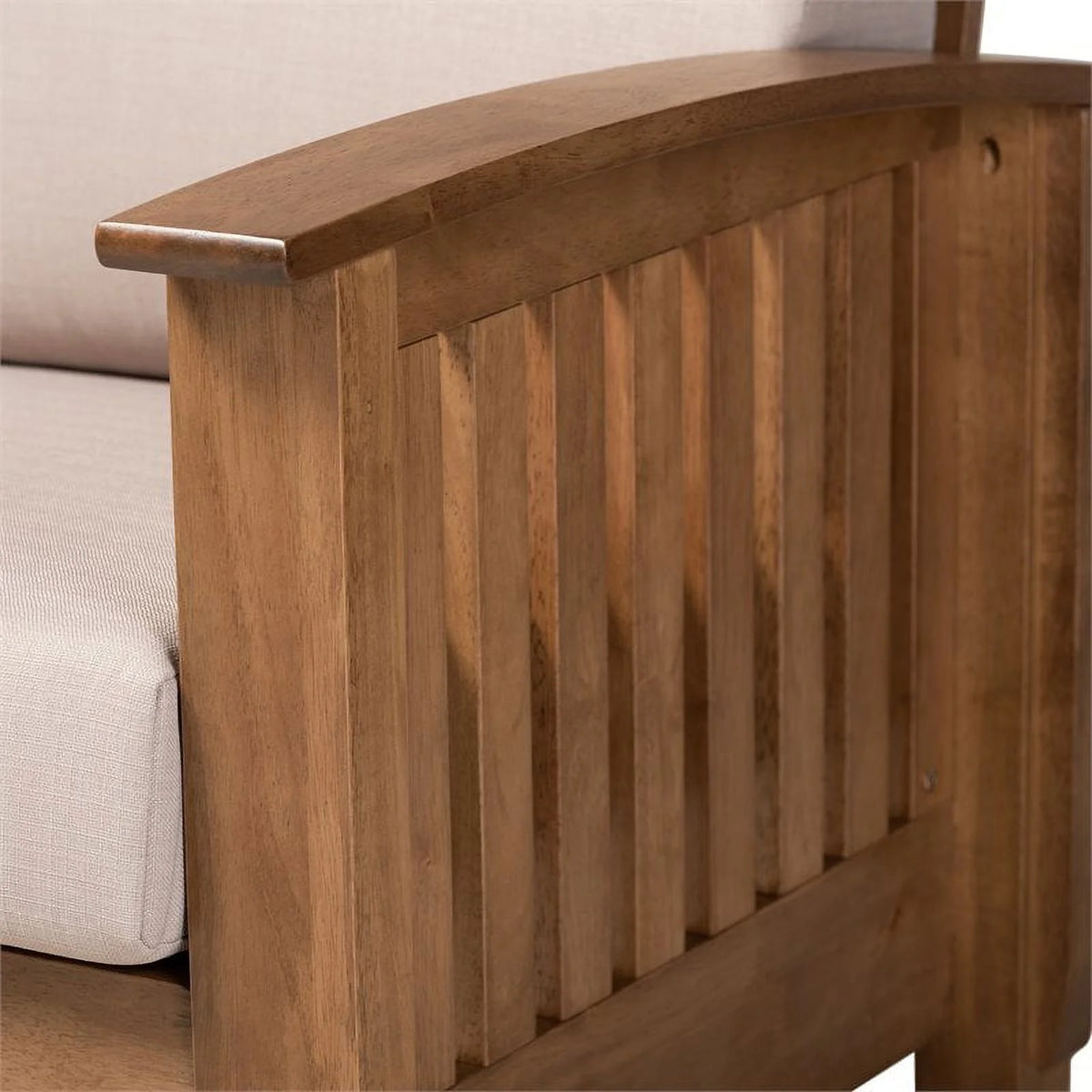 Modern Wood Fabric 3-Seater Sofa in Taupe Walnut Brown J2310