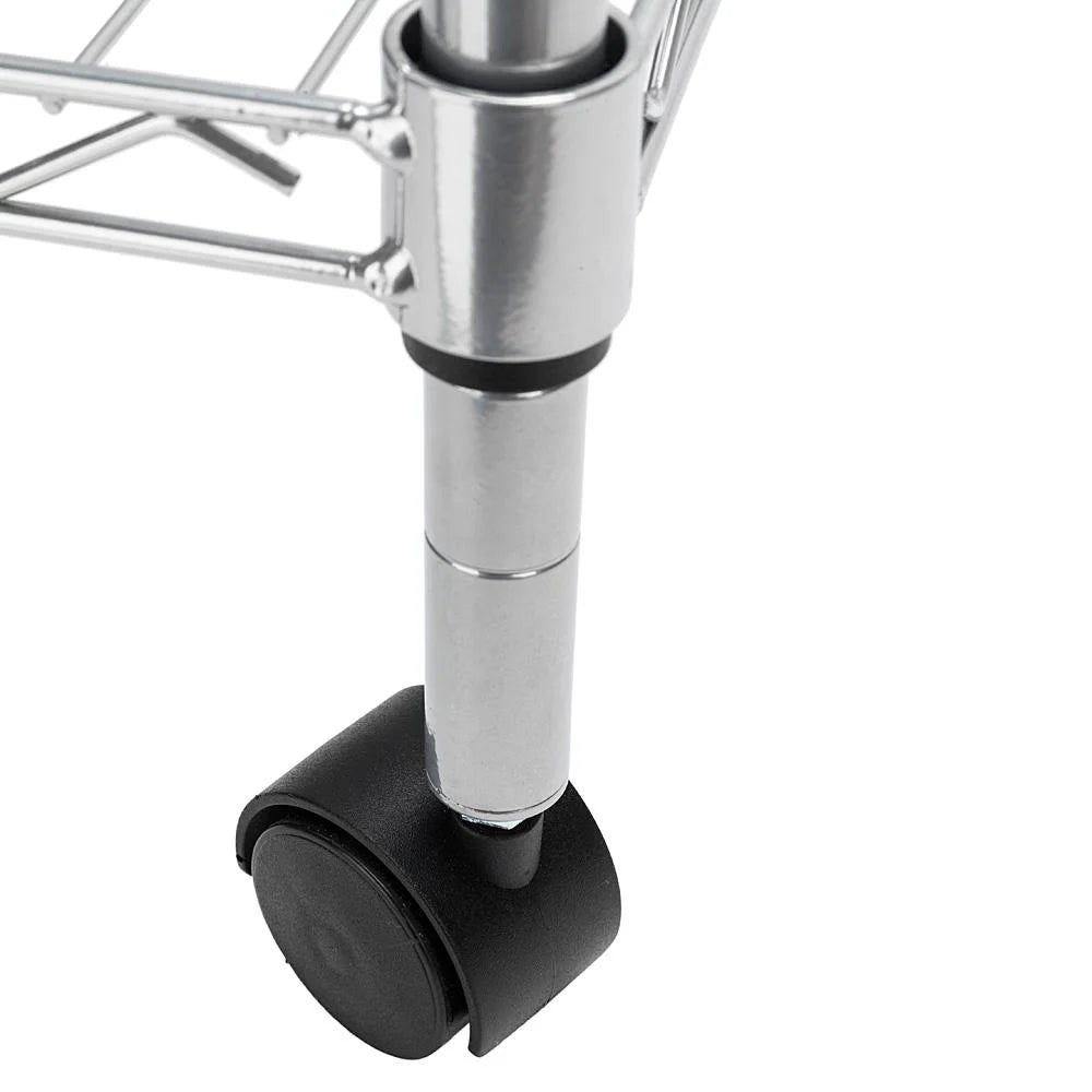 4-Tier Chrome Kitchen Storage Rack with Hanging Hooks Y778