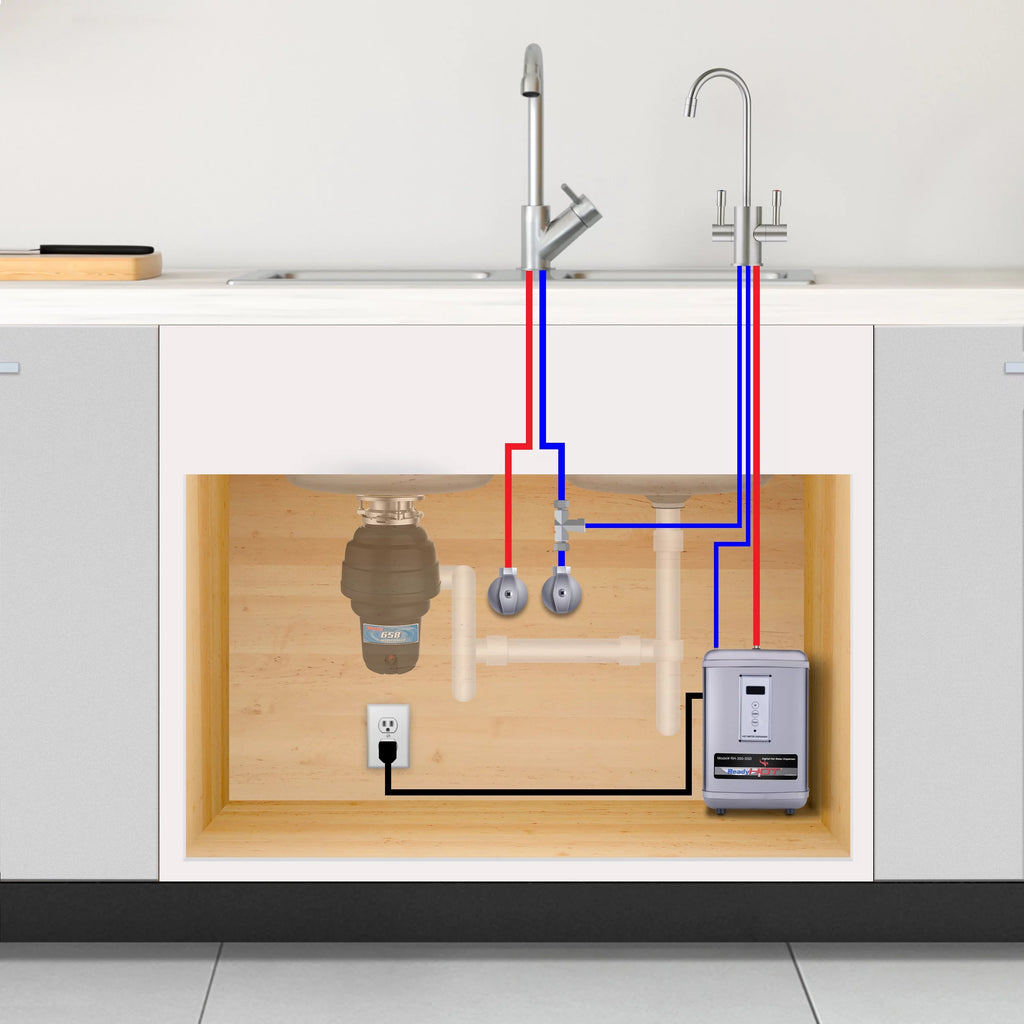 Digital Hot Water Dispenser 1300W with Brushed Nickel 2 Handle Faucet J69989