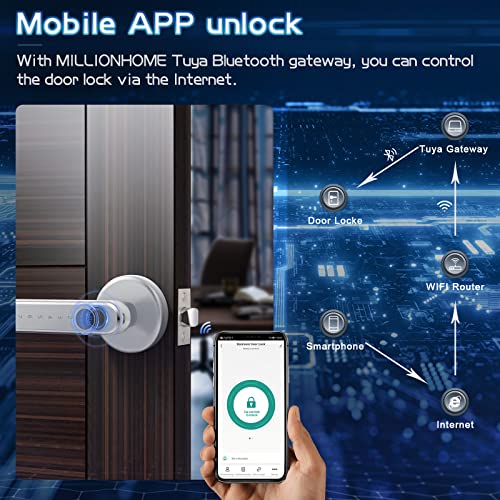Silver Keyless Entry Door Lock with Handle P7302