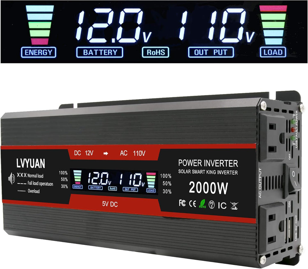Car Power Inverter DC 12V to 110V AC Converter with Dual AC Outlets and Dual USB F3533