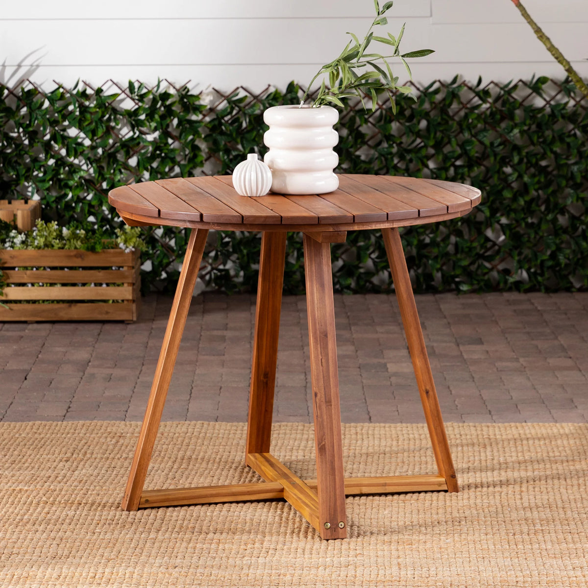 30” Solid Acacia Wood Outdoor Dining Table Q3601