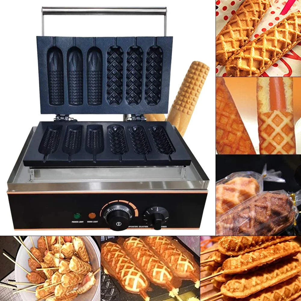6 PCS Non Stick Stainless Steel Electric Waffle Maker 1500W U556