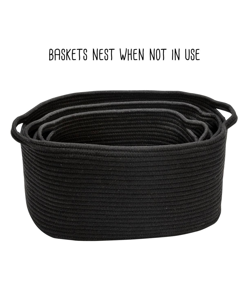 Black Cotton Coil Baskets Set of 3 Y842