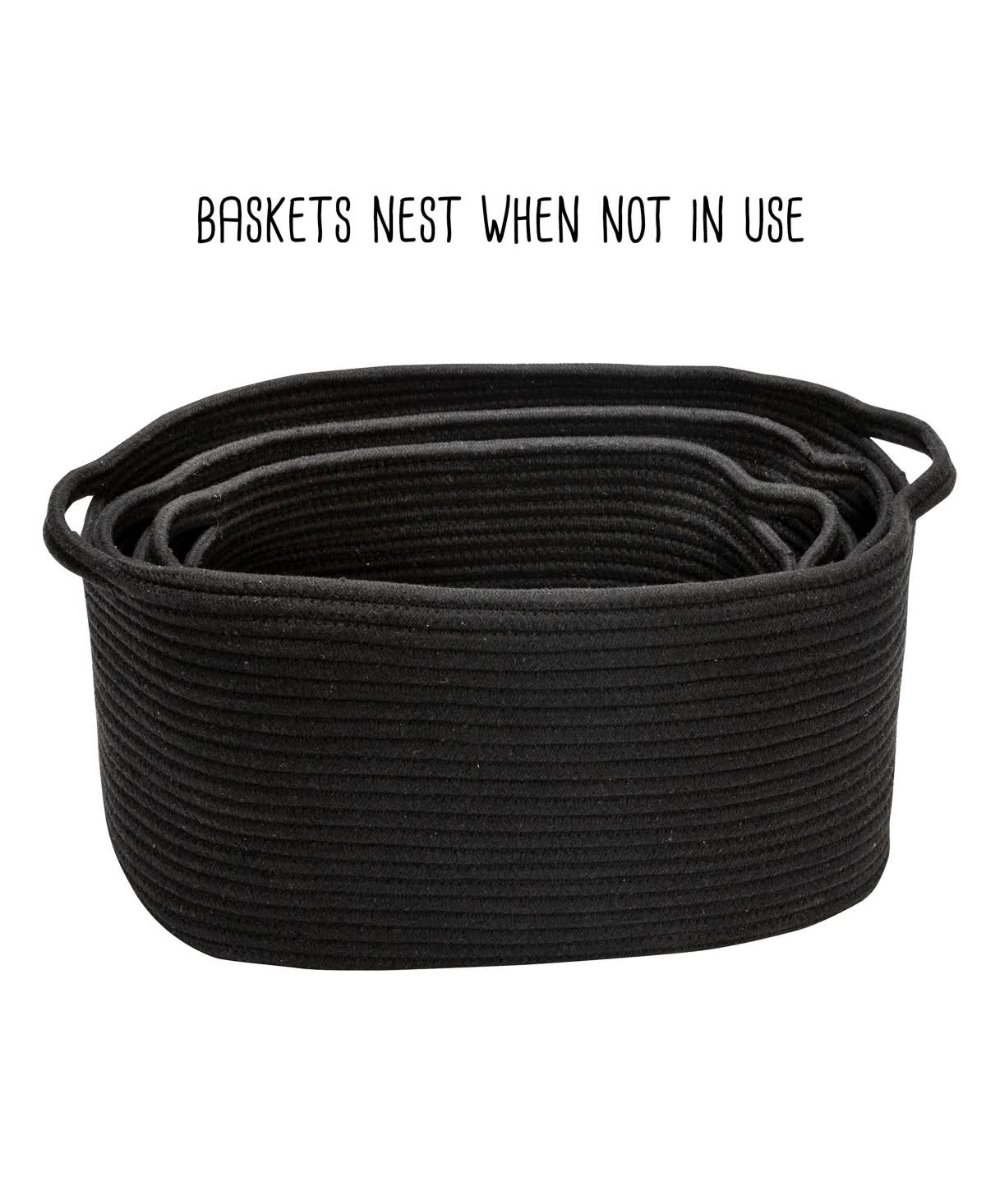 Black Cotton Coil Baskets Set of 3 Y842