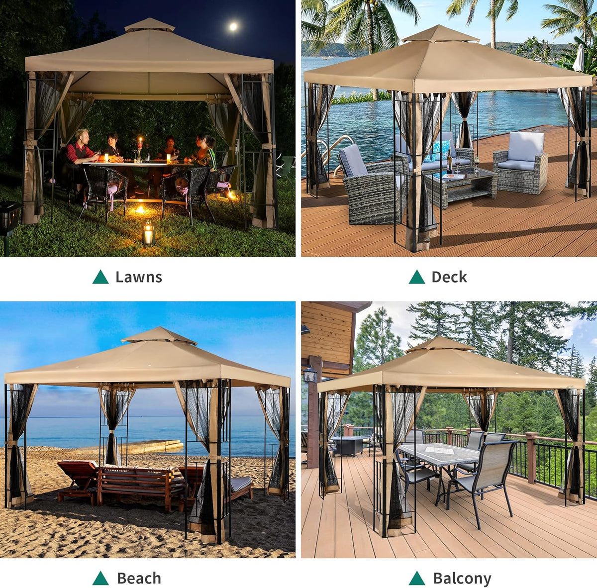 10x10 Steel Canopy with Mosquito Netting Q646