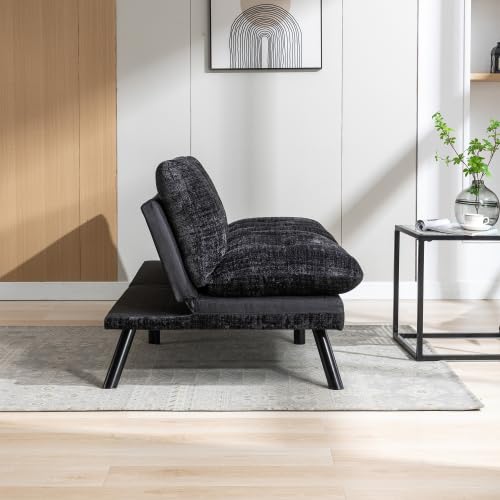 Black Convertible Futon Sofa Bed with Metal Legs L5008