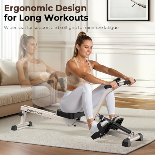 Compact Adjustable Rowing Machine 300LBS Weight Capacity 12 Levels Resistance Foldable Hydraulic Rower I565013