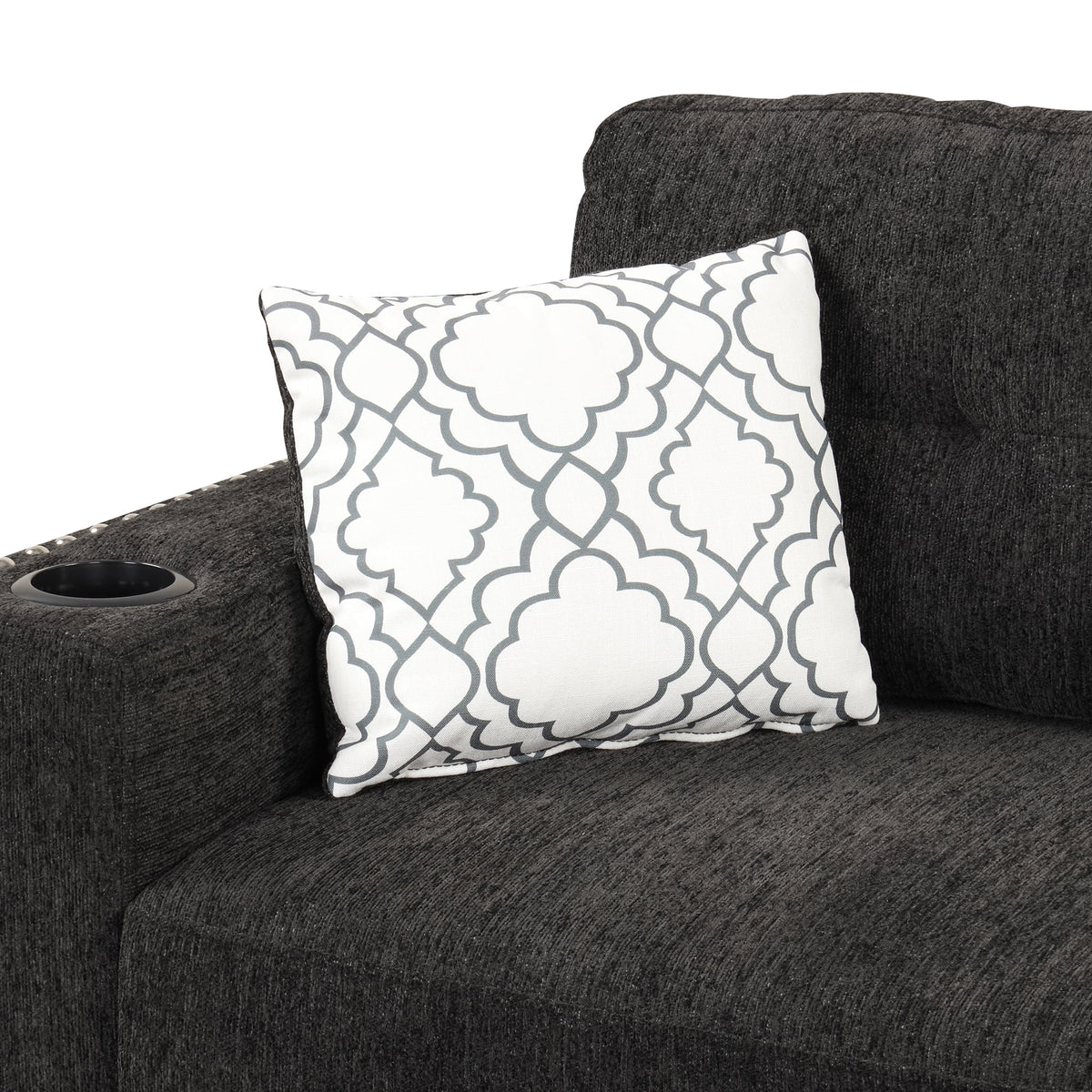 Black Reversible Pull-Out Sectional Sofa Bed with Storage Chaise I267