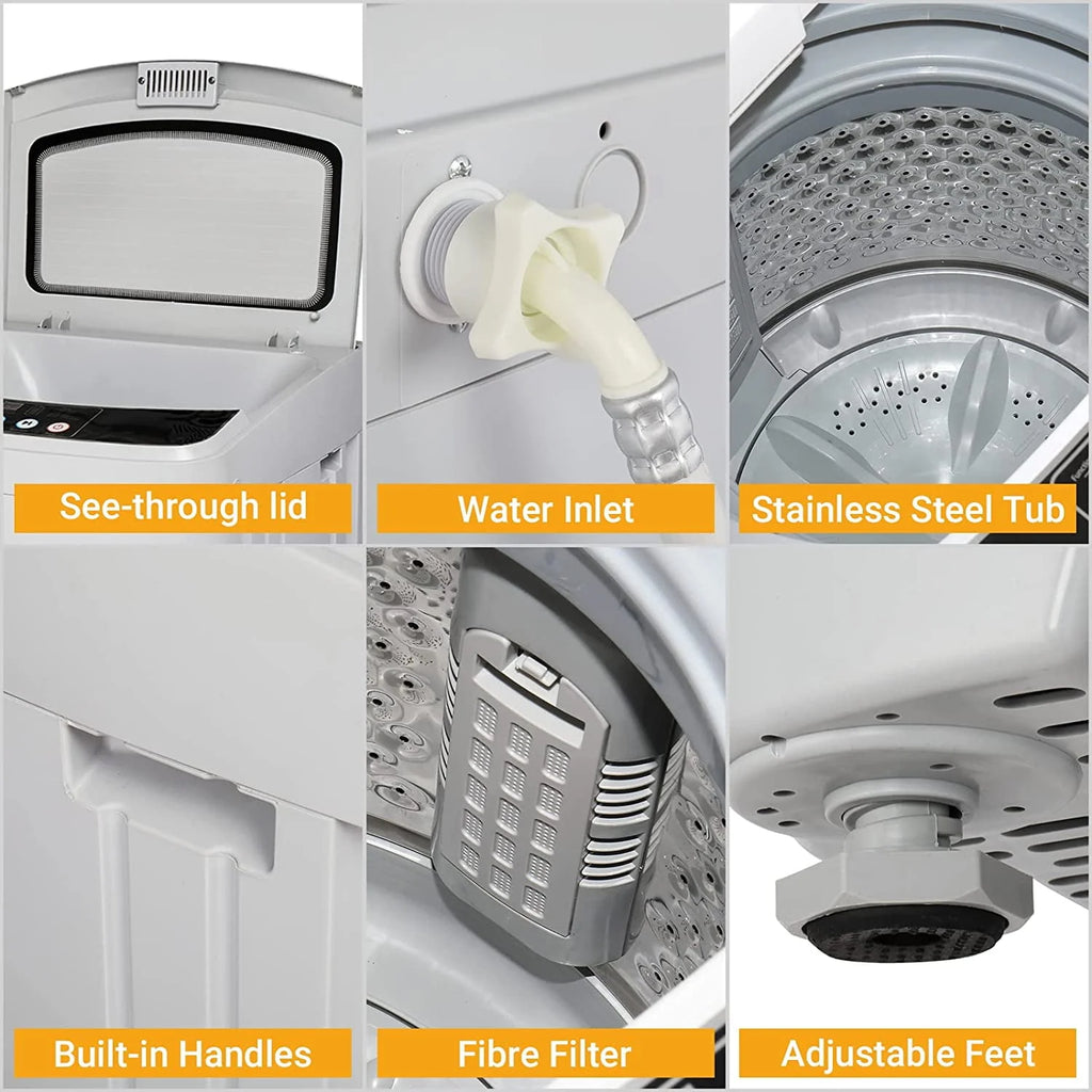 13lbs 1.32cu.ft Compact Automatic Washing Machine with Drain Pump N395