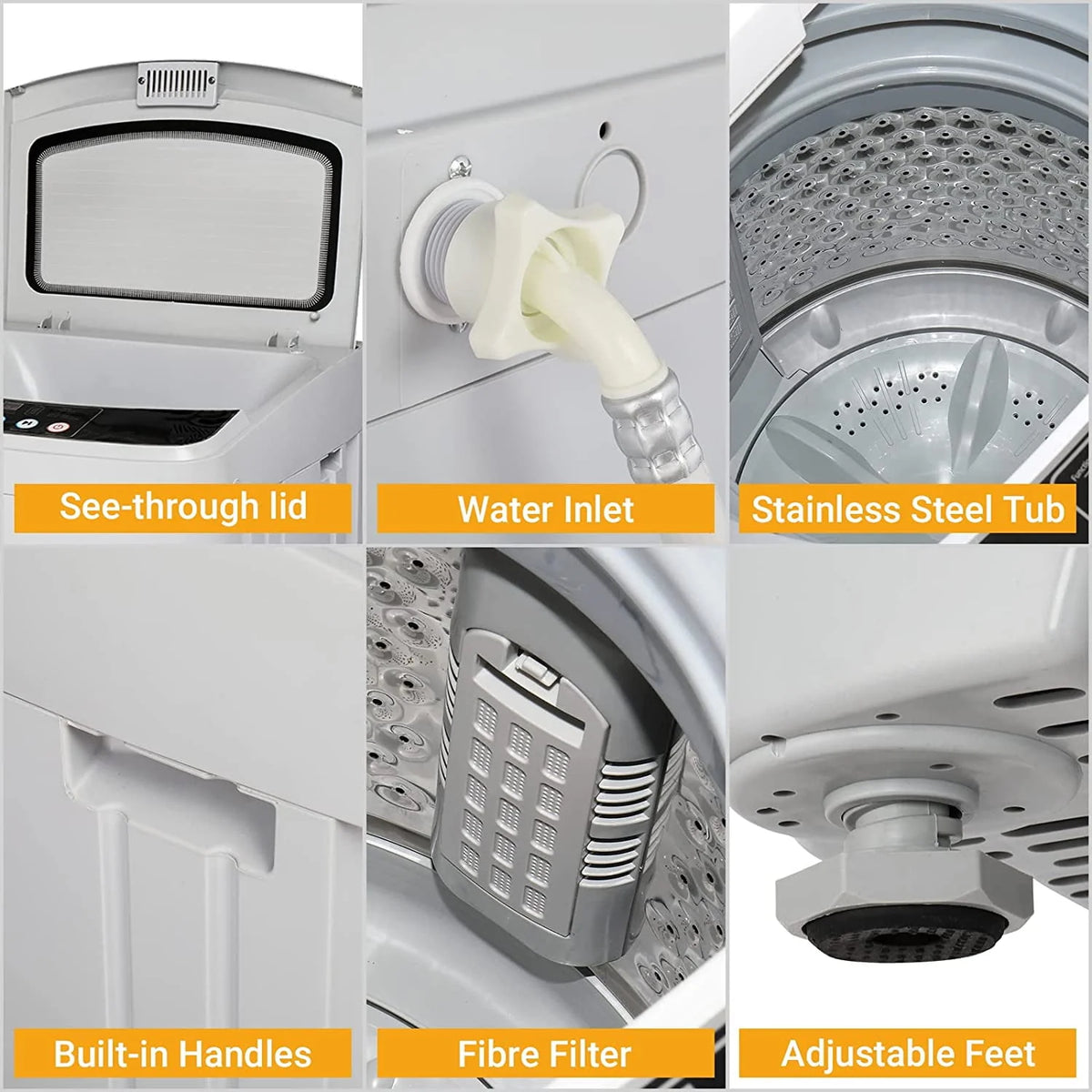 13lbs 1.32cu.ft Compact Automatic Washing Machine with Drain Pump N395