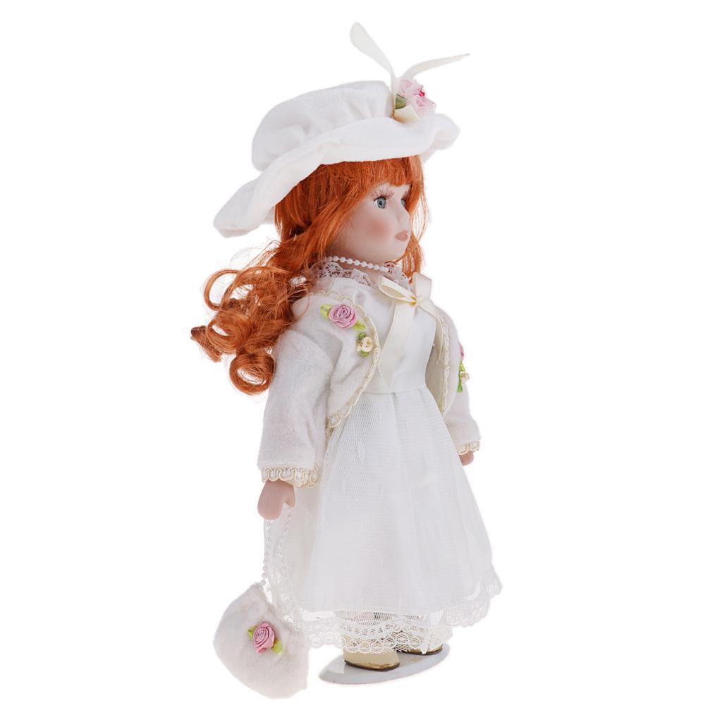 12inch Porcelain Doll with Lace Dress & Stand P191