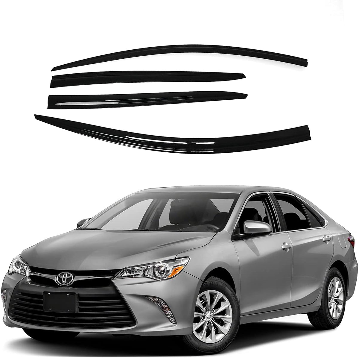 Chrome Side Window Vent Visor 4 Piece Set for Toyota Camry 2017-2021 N9437