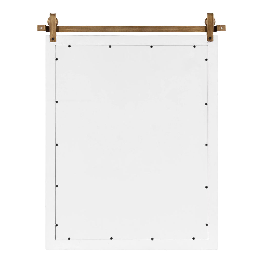 White and Antique Gold Wood Framed Wall Mirror R49056