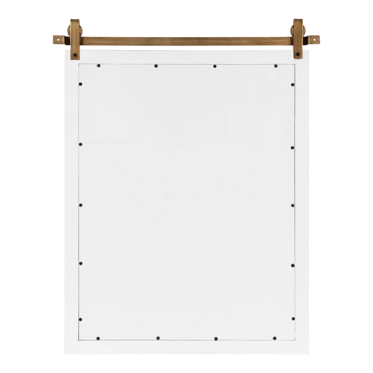 White and Antique Gold Wood Framed Wall Mirror R49056