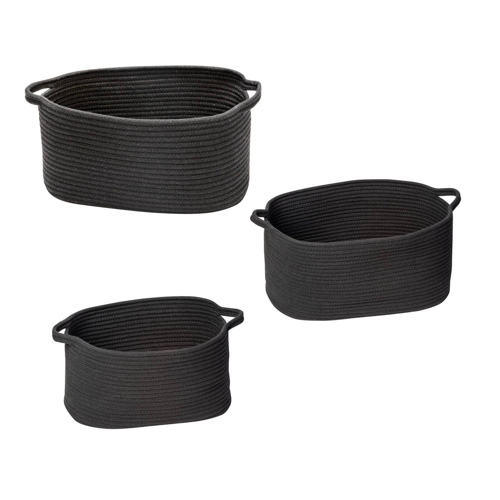 Black Cotton Coil Baskets Set of 3 Y842