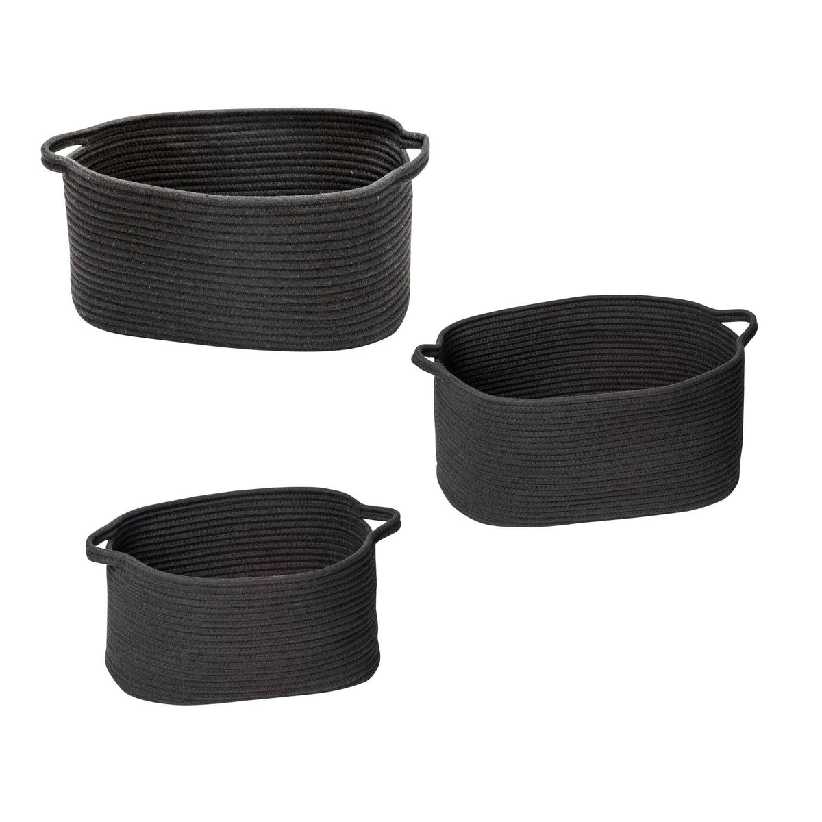 Black Cotton Coil Baskets Set of 3 Y842