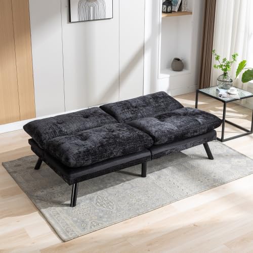 Black Convertible Futon Sofa Bed with Metal Legs L5008