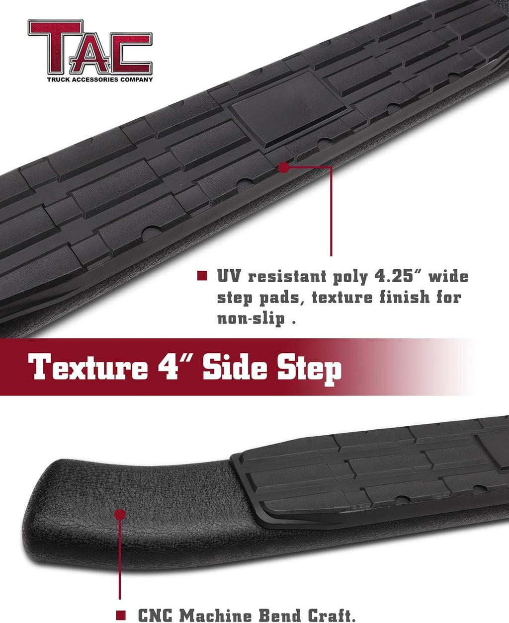 Black Texture Side Bars for Ford Ranger Super Cab Pickup (2pcs) U8752