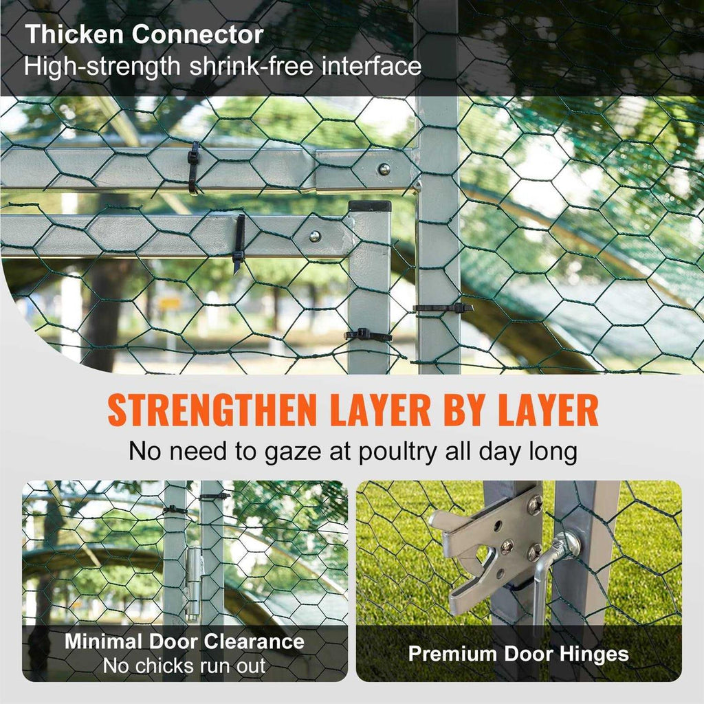 Large Metal Chicken Coop with Run and Waterproof Cover N72454