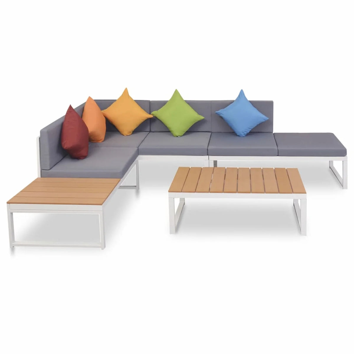 4 Piece Outdoor Conversation Sectional Sofa Set with Coffee Table Aluminum Frame Patio Lounge Set N27835