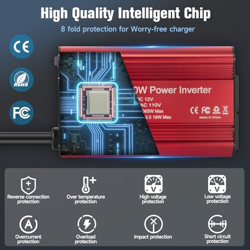 400W Power Inverter 12V DC to 110V AC with PD 65W USB-C & QC 18W Port Z196