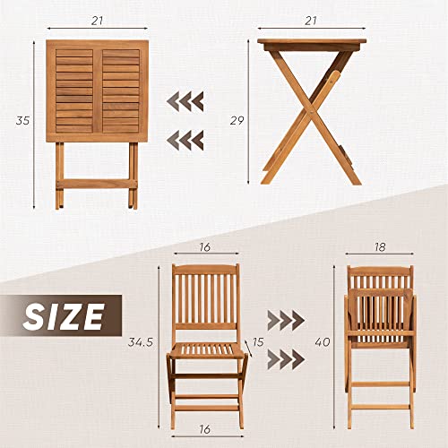 3 Piece Acacia Wood Folding Patio Bistro Set R5148