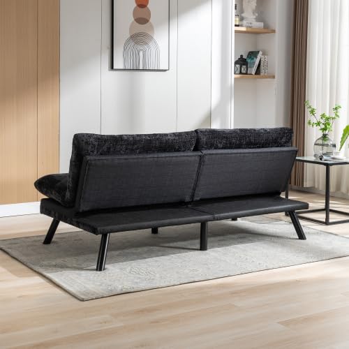 Black Convertible Futon Sofa Bed with Metal Legs L5008