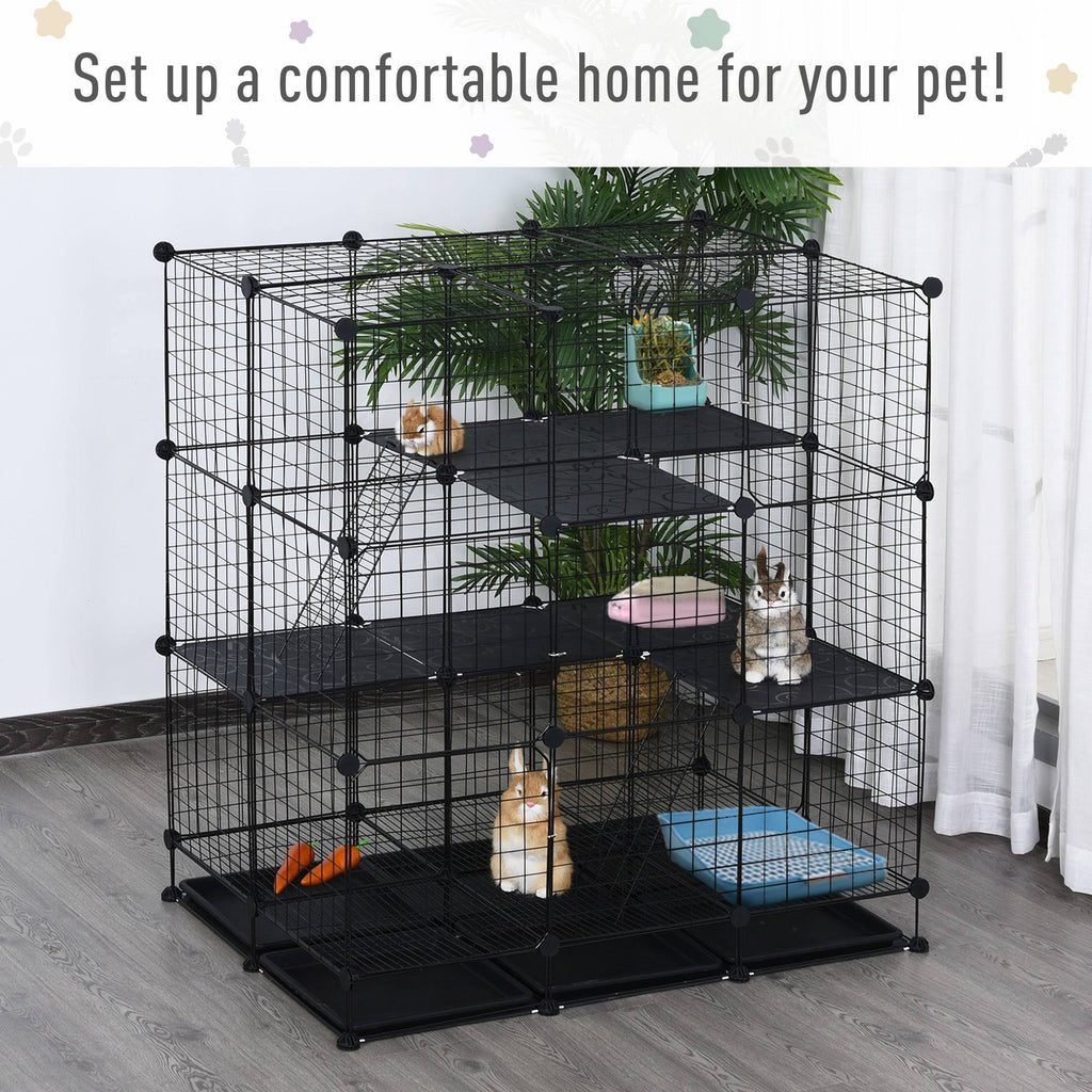 Black Steel Pet Playpen with Trays Z80721